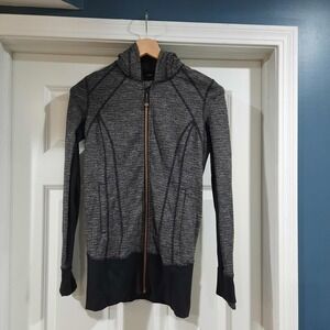 Lululemon Jacket Womens 6 Coco Pique Black Full Zip Daily Practice Slim Fit Yoga